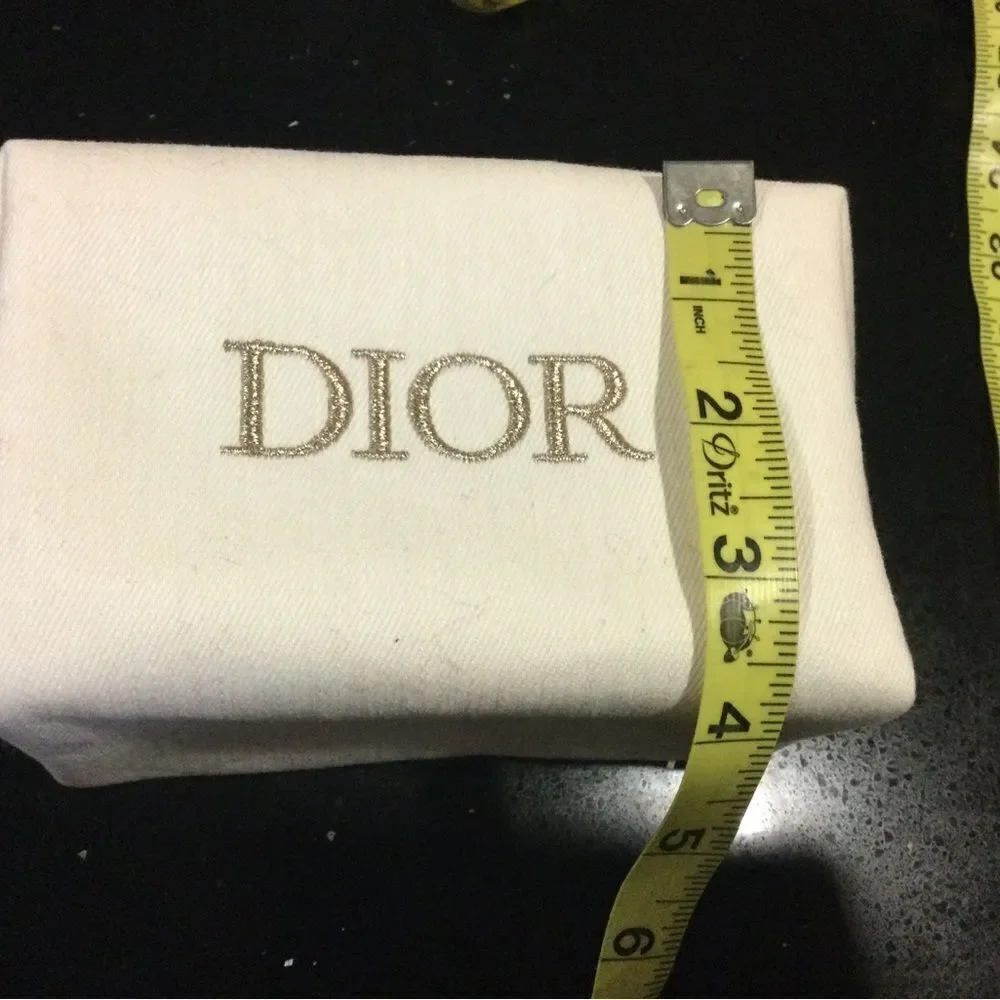 DIOR Beauty Original Square Pouch Denim White x Cold Logo Embroidery Bag